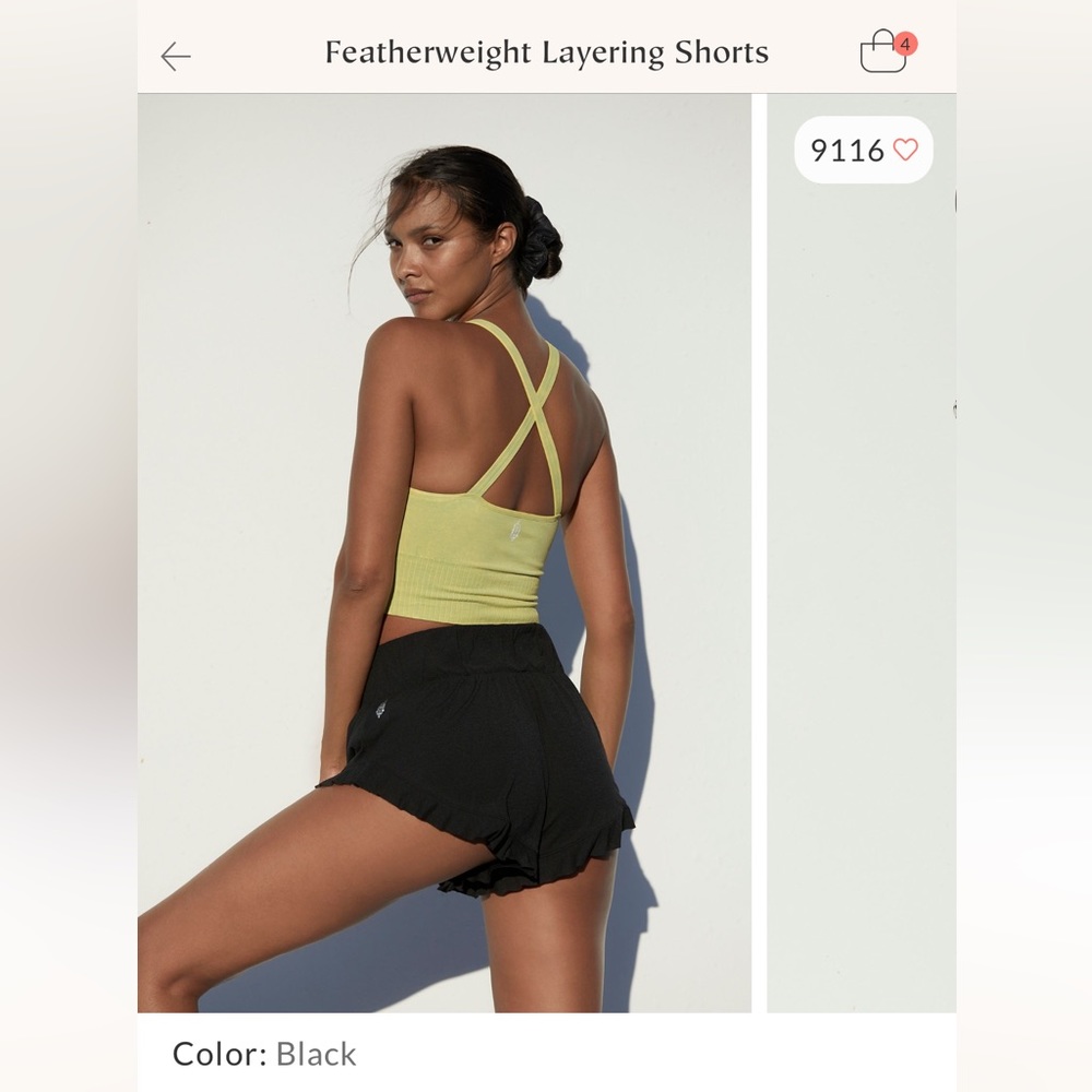 NWT Free People Featherweight Layering Shorts in Black